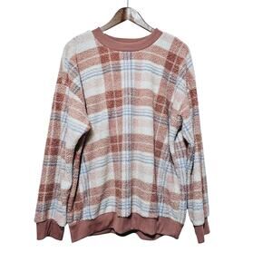 Fair Haven Sweatshirt Women's Size 2XL Fuzzy Soft Plaid Comfy Casual Loungewear